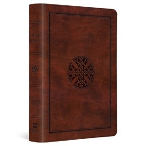 ESV Large Print Compact Bible, Red Letter (Trutone, Brown, Mosaic Cross Design) - by  Esv Bibles (Leather Bound) - 1 of 1