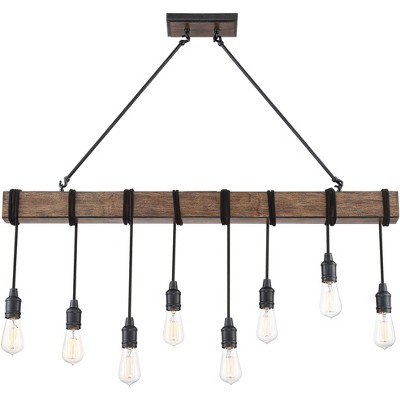 Tomas Black Wood Grain 8-Light Island Pendant Chandelier