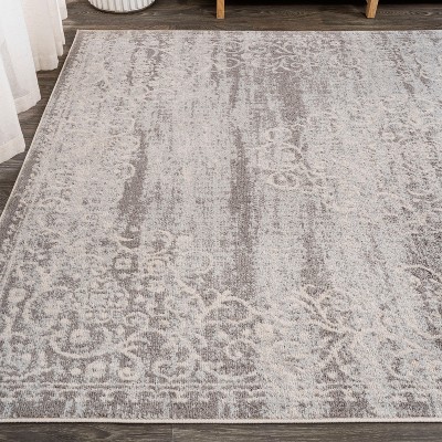 Mediterranean Filigree Medallion Light Gray/Cream Synthetic Area Rug