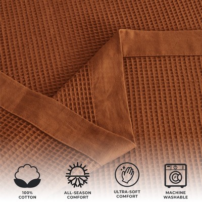 Terracotta Cotton Lightweight Waffle Weave Queen Blanket