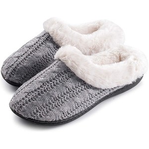 Roxoni Women's Slippers Cable Knit Super Cozy Comfort Clog - 1 of 4