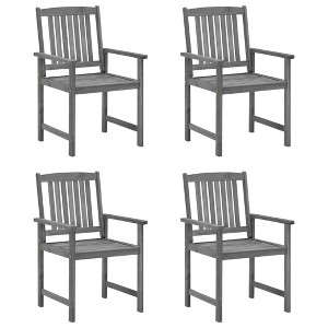vidaXL Patio Chairs 4 Pcs with Cushions - Gray Solid Wood Acacia Outdoor Chairs - 1 of 4