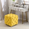 CAVINAS Dice-Shaped Velvet Upholstered Ottoman, Soft Foot Stool, Dressing Makeup Chair, Comfortable Seat for Living Room, Bedroom, Entrance - 2 of 4