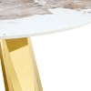 Infurnic Dining Sets Round Table Paired with Six Uniquely designed White Dining Chairs With Golden Metal Leg , White, 42"*42"*29.5" - 4 of 4