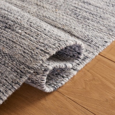 Handmade Dark Grey and Beige Wool Geometric Area Rug