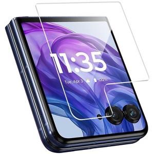 Nakedcellphone Screen Protector for Motorola RAZR ULTRA 2025, RAZR PLUS 2024/2025 Flip Phone - Clear Tempered Glass - Twin Pack - 1 of 4