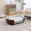 TIRAMISUBEST Scandinavian Elevated Dog Bed Pet Sofa Solid Wood Legs Walnut Bent Back Velvet Cushion Large Size Off Ground Washable - 3 of 4