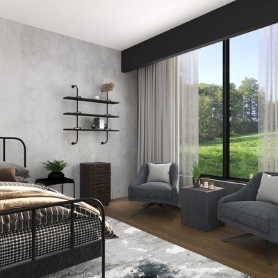 Carved Spiral Black Wood Rustic Accent Table 17"x19"