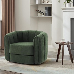 Upholstered Swivel Accent Chair 360° Comfy Club Chair Teddy Arm Chair Single Sofa,Swivel Barrel Chair For Living Room Bedroom-Cuddlewood - 1 of 4