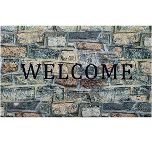 Kate Aurora Montauk Accents Stone Welcome Outdoor Rubber Entrance Mat 18x30 - Stone Outdoor - 1 of 4
