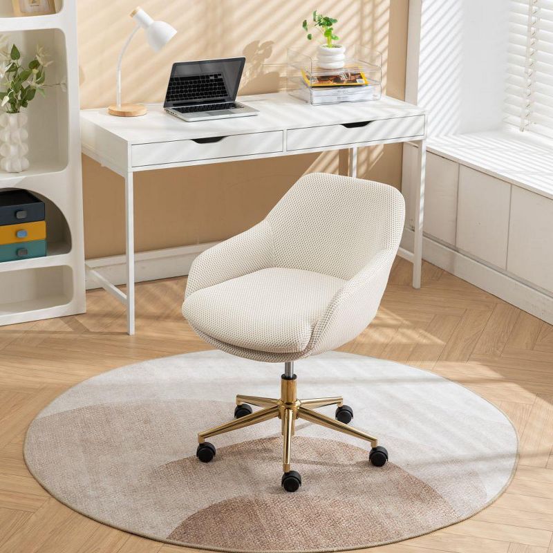 Mesh Fabric Home Office 360°Swivel Chair Adjustable Height With Gold Metal Base, Home Office Height Adjustable High Back Chair-The Pop Home, 4 of 10