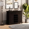 Farmhouse Buffet Storage Cabinet With 3 Drawers 2 Cabinets 12 Wine Rack Cabinets Retro Cupboard - 2 of 4
