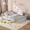 Ridstar 77 in. W Children's Wooden Full-Size Floor Bed with Rails for Girls & Boys-Grey - 2 of 4