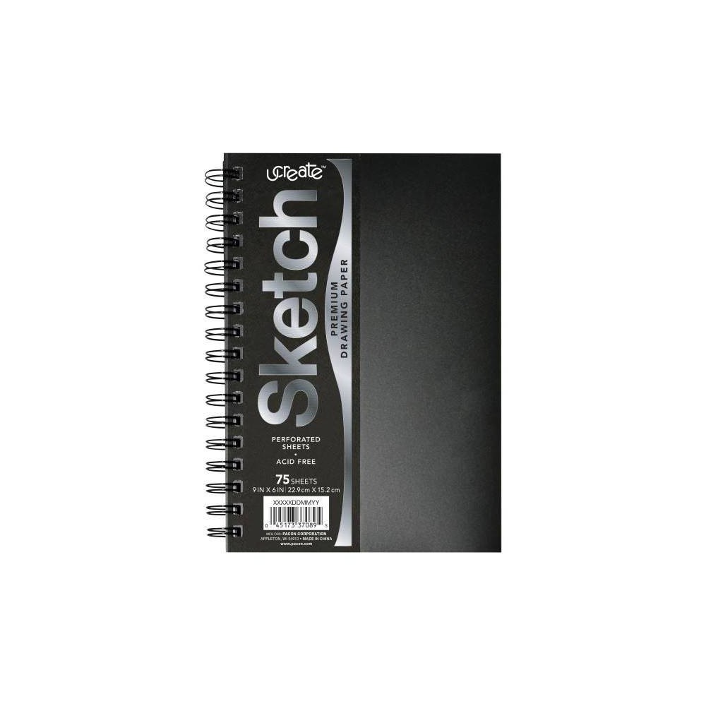 9x6 UCreate Sketch Drawing Paper: Twin-Wire Binding, Flexible Cover, 75 Pages, Acid-Free, Blank Notebook for All Ages