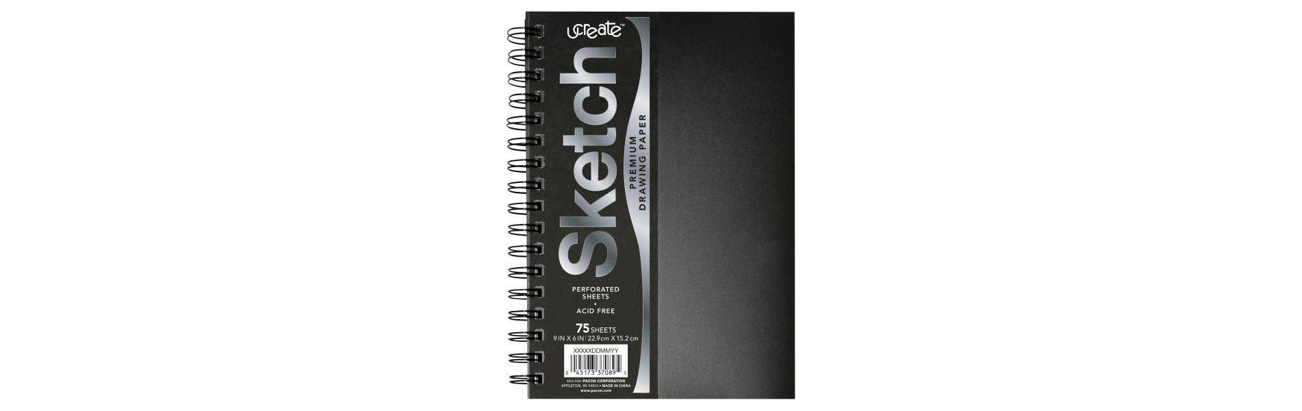 9x6 UCreate Sketch Drawing Paper: Twin-Wire Binding, Flexible Cover, 75 Pages, Acid-Free, Blank Notebook for All Ages