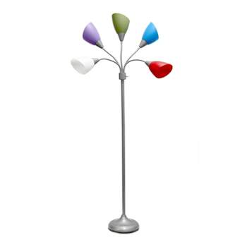 67" Contemporary Multi 5-Head Gooseneck Adjustable Floor Lamp with Shades - Simple Designs