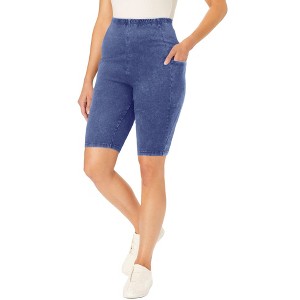Woman Within Stretch Cotton Pocket Bike Short - 1 of 4