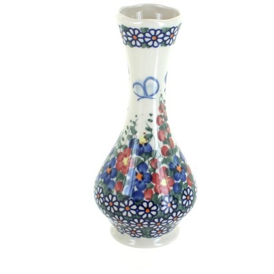 Blue Rose Polish Pottery Garden Butterfly Small Bud Vase