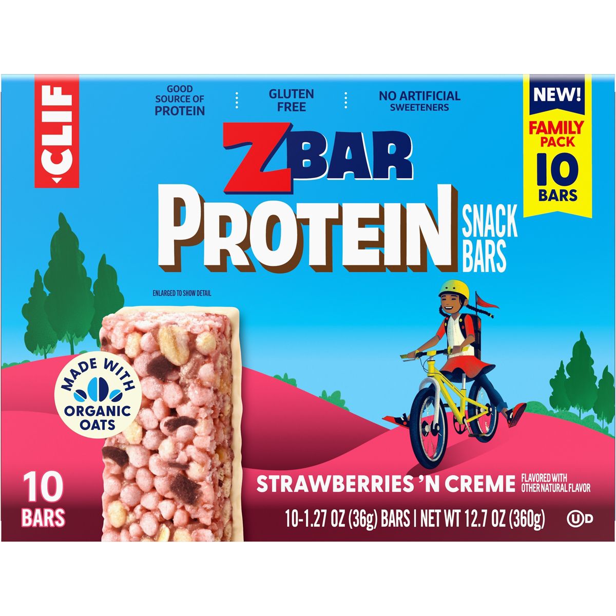 Zbar Gluten Free Strawberries 'N Creme Granola Snack Protein Bars Made with Organic Oats - 5g Protein - 12.7oz/10ct - thumbnail 8