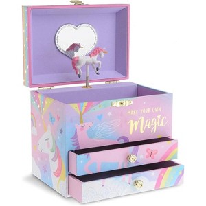 Musical Jewelry Box for Girls with Dancing Ballerina, 2-Drawer Pink Keepsake Storage for Accessories, Swan Lake Theme - 1 of 4