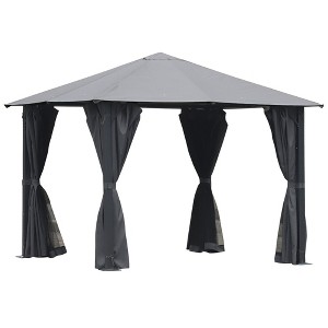 Aghana Digitals 9.7'x9.7' Outdoor Gazebo with UV-Resistant Canopy, Netting & Curtains, Vented Roof - 1 of 4