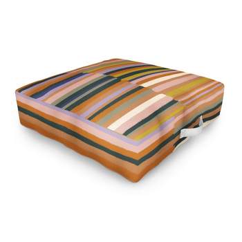 Gigi Rosado Brown striped pattern Outdoor Floor Cushion - Deny Designs