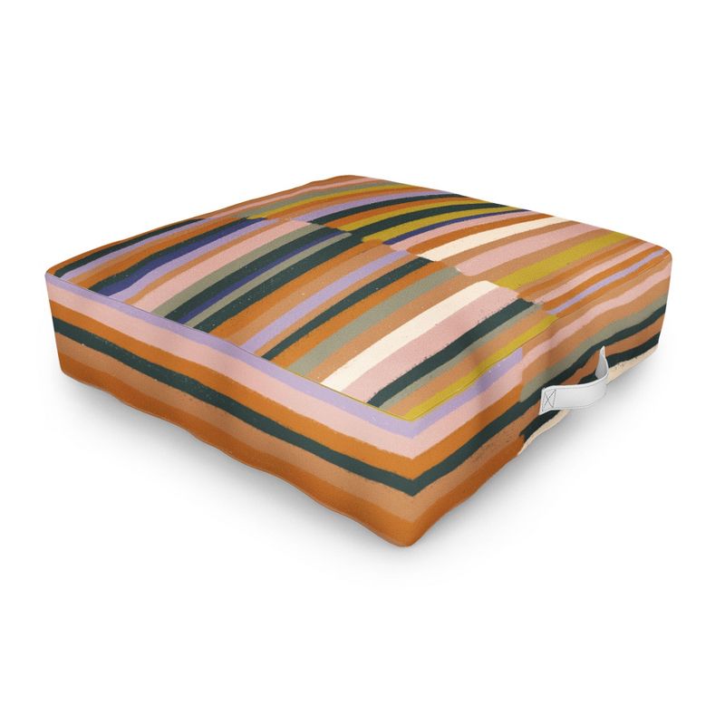 Gigi Rosado Brown striped pattern Outdoor Floor Cushion - Deny Designs, 1 of 3