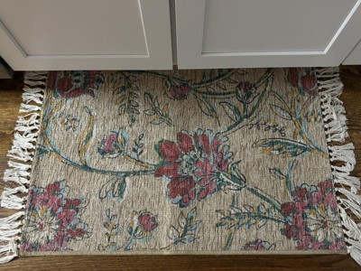 2'x3' Washable Floral Printed Accent Rug Beige/red - Threshold™ : Target