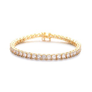 18K Yellow and White Gold Simulated Diamond Tennis Bracelet - 1 of 4