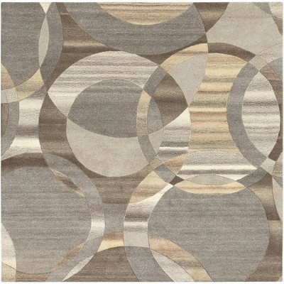 Mark & Day Besancon 6'x6' Square Tufted Indoor Area Rugs Dark Brown: Geometric Wool, Stain-Resistant, Modern Decor
