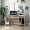 HOMCOM 68 Inch Office Table Computer Desk Workstation Bookshelf with CPU Stand, Spacious Storage Shelves & Chic Modern Woodgrain Design - 2 of 4