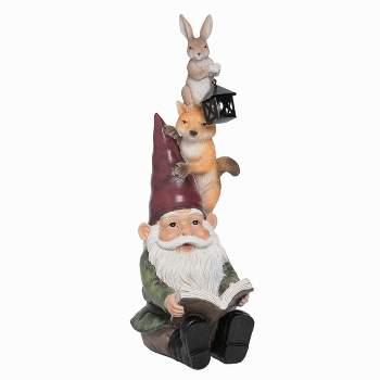 Transpac Resin 10.25 in. Multicolor Spring Reading Gnome Figurine