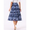 INSPIRE CHIC Women's Floral Elastic Waist Tiered Ruffle Boho Midi Skirts - 4 of 4