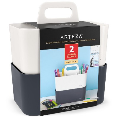 Arteza Multipurpose Divided Storage Organizer Caddy Set, White & Black- 2 Pack (ARTZ-4086)