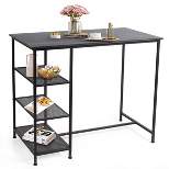 Costway Bar Pub Table Industrial Counter Black Dining Table with Metal Frame