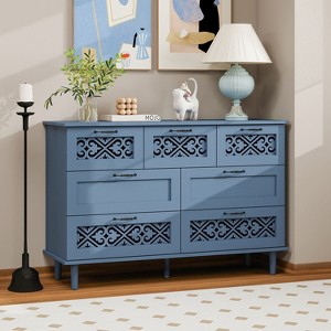 HDZNVF 7 Drawer Cabinet, American Furniture, Suitable for Bedroom, Living Room, Study - 1 of 4