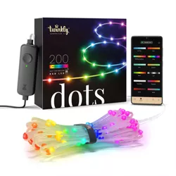 Twinkly Dots App-Controlled Flexible LED Light String Multicolor RGB (16 Million Colors) Black Wire USB-Powered Indoor Smart Home Lighting Decoration