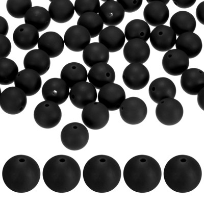 Unique Bargains Round Loose Rubber Beads Craft Smooth Ball Small Hole for DIY Crafts 50 Pcs