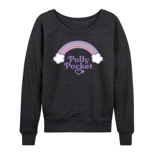 Women's - Polly Pocket - Polly Pocket Rainbow Logo Lightweight French Terry Wide Neck Long Sleeve Shirt - 1 of 4