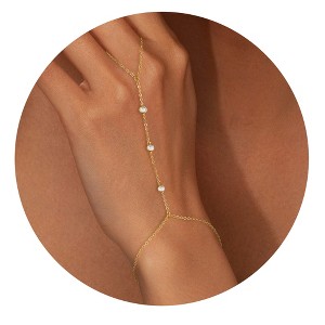 Turandoss 18K Gold Hand Chain Bracelet for Women - Dainty Cubic Zircon Finger Rings Bracelets Adjustable, Gold Chain Bracelet, Christmas Gifts, 6+2In - 1 of 4
