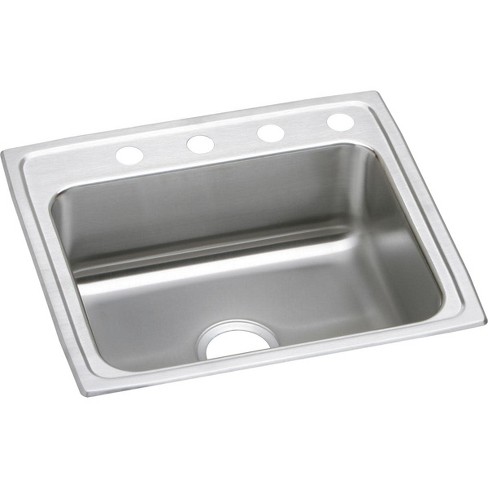 Elkay Lrad252165 Lustertone 25 Single Basin 18 Gauge Stainless Steel Kitchen Sink For Drop In Installations