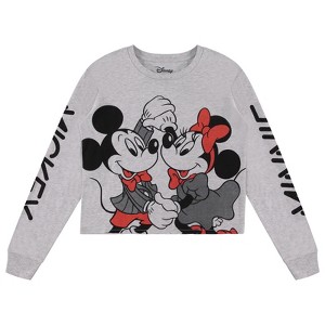 Ladies Mickey Mouse Fashion Shirt - Disney Mickey and Minnie Mouse Long Sleeve With Sleeve Print Tee - 1 of 4