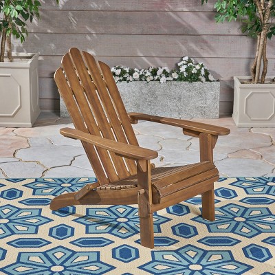 Cara Dark Brown Foldable Acacia Wood Adirondack Chair