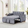 TIRAMISUBEST Convertible 55-Inch Sleeper Sofa Bed,Velvet Loveseat with Pull-Out Bed, Adjustable Backrest & Side Pockets for Small Spaces - 3 of 4