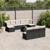vidaXL 11 Piece Patio Sofa Set with Cushions Black and Cream - With Table - 2 of 4