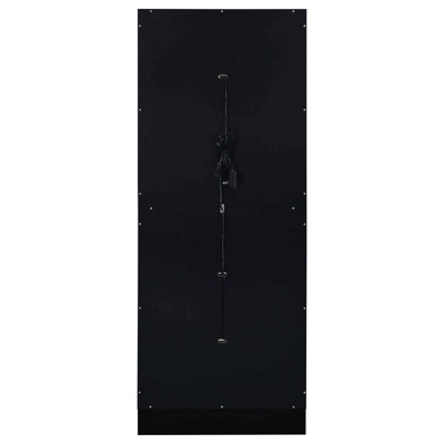 Black High Gloss Wood Curio Cabinet with Glass Shelves and LED Lighting