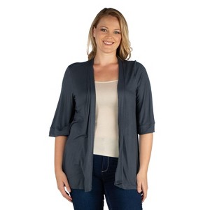 24seven Comfort Apparel Women's Plus Open Front Cardigan - 1 of 3