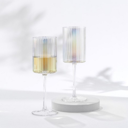 JoyJolt Claire Crystal White Wine Glasses 11.4 oz, Set of 2