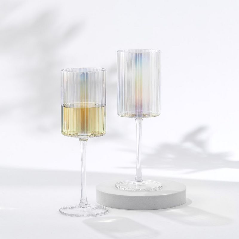 JoyJolt Christian Siriano New York Chroma Iridescent White Wine Glass - 11.5 oz - Set of 2, 1 of 7