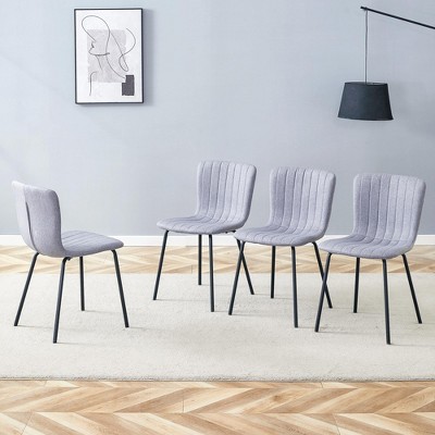 MAYEERTY Luxury Minimalist Dining Chairs Set of 4 - Black Metal Legs, Fits Diverse Decor